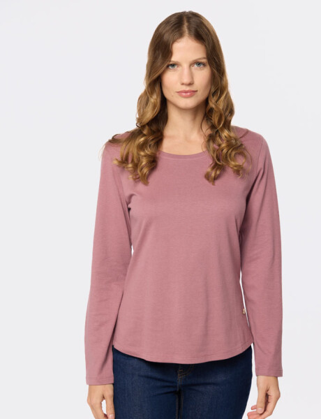 REMERA LISA MANGA LARGA Rosa Oscuro