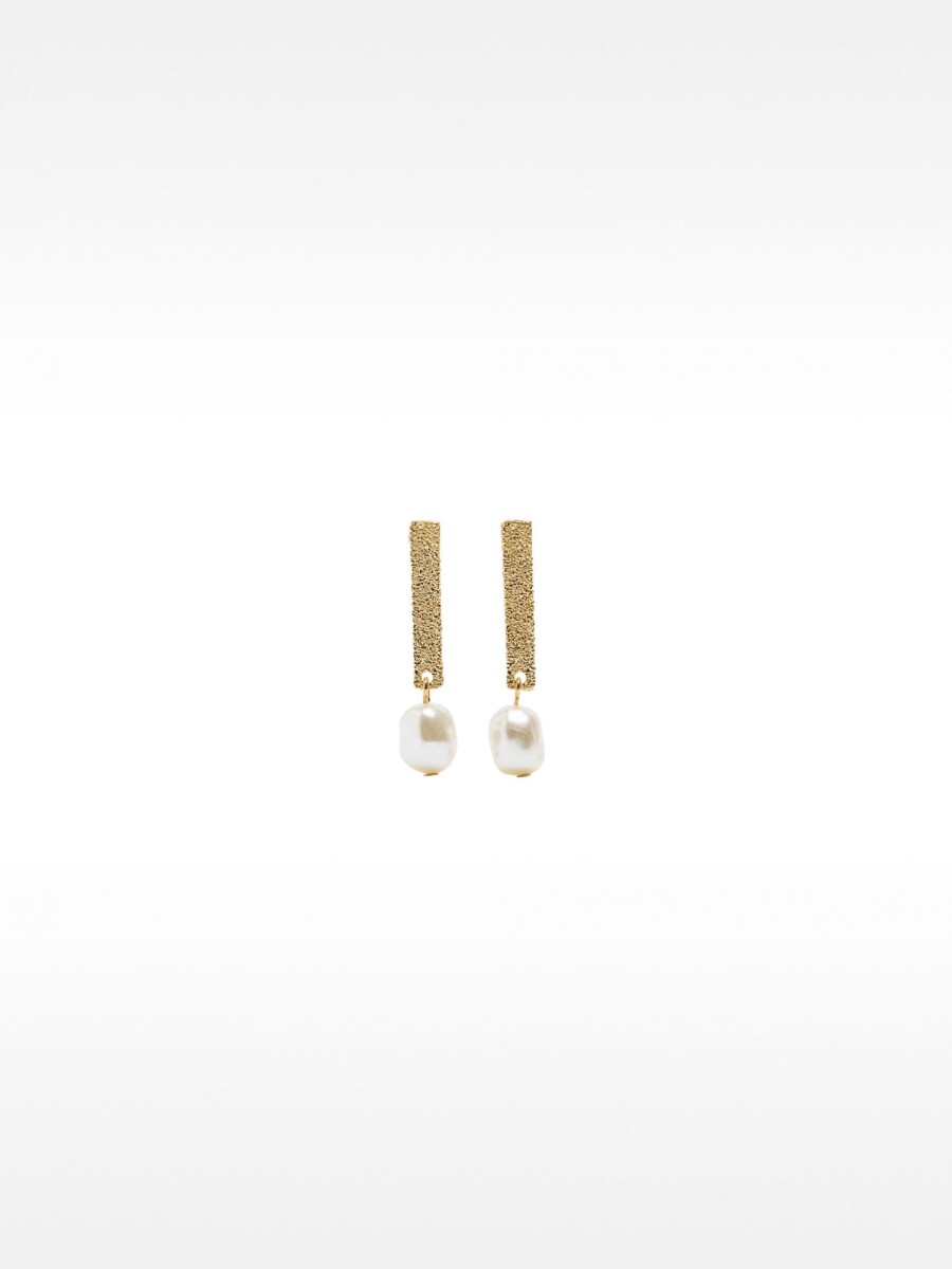 Pendientes De Barra Con Perlas dorado