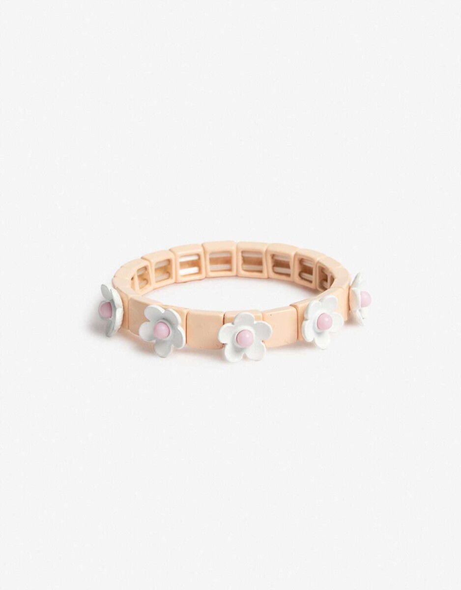 Pulsera Elástica Para Niñas Con Flores - Rosa Bebe 