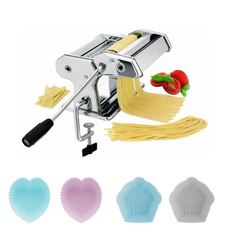 Maquina De Pastas Tallarines Ravioles + Regalo Set Muffins Plateado