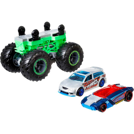 Hot Wheels Monster Trucks + 2 autos Originales Mattel Verde