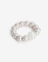 Pulseras Elásticas Acrilico Pulsera Elástica Metal Y Resina - Plateado Plata Cepillada Mate