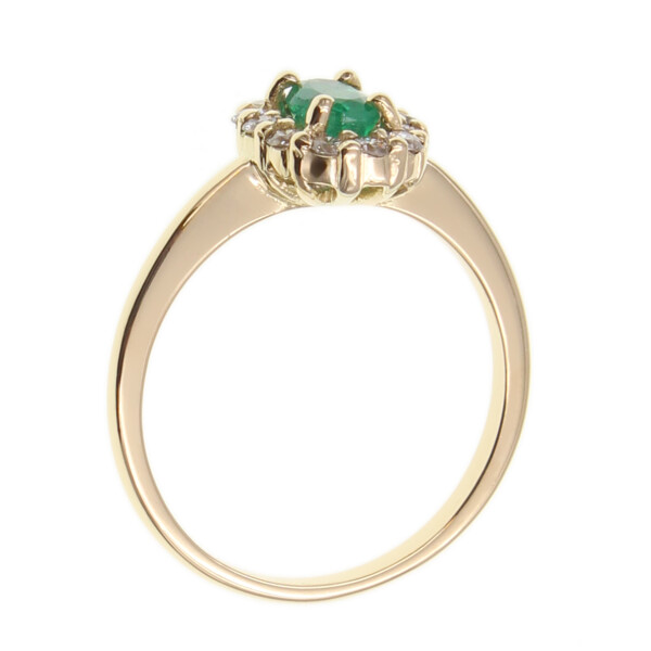 Anillo Diana en oro amarillo 18k con brillantes y esmeraldas Anillo Diana en oro amarillo 18k con brillantes y esmeraldas