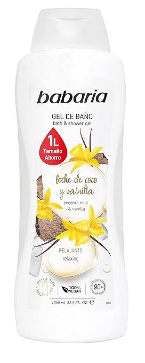 Gel de Ducha Babaria Leche de Coco y Vainilla Frasco 1L 