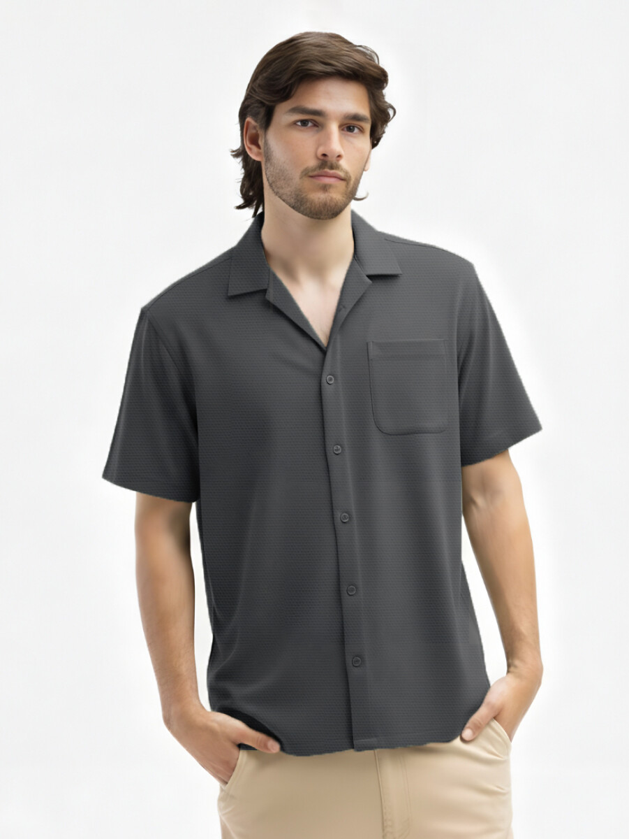 Camisa Algodón Pique Santorini - Gris Oscuro 