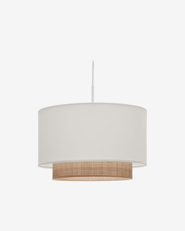 Pantalla para lámpara de techo Erna de bambú con acabado natural y blanco Ø 40 cm