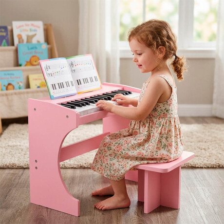 Órgano Teclado Musical Madera Clásico Beethoven Niño Rosa