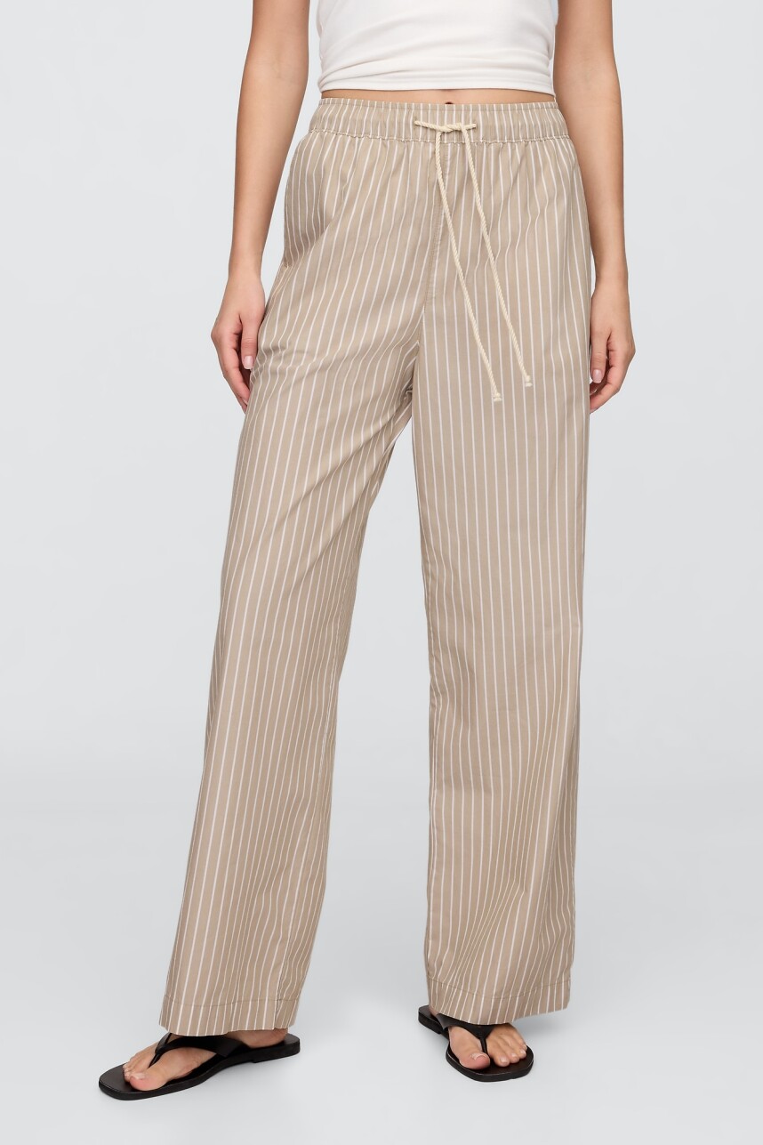 Pantalón Poplin Mujer Brown Stripe