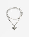 Collares Cortos Metal Collar De Cadena Acero Corazón - Plateado