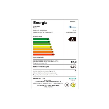 FRIGOBAR ELECTROLUX 93 Lts. NEGRO FRIGOBAR ELECTROLUX 93 Lts. NEGRO