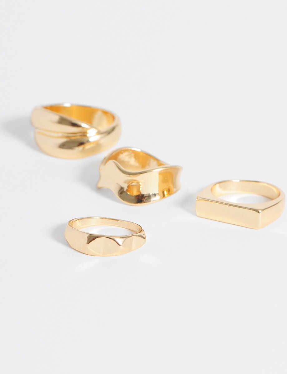 Set de anillos metal texturizado - dorado 