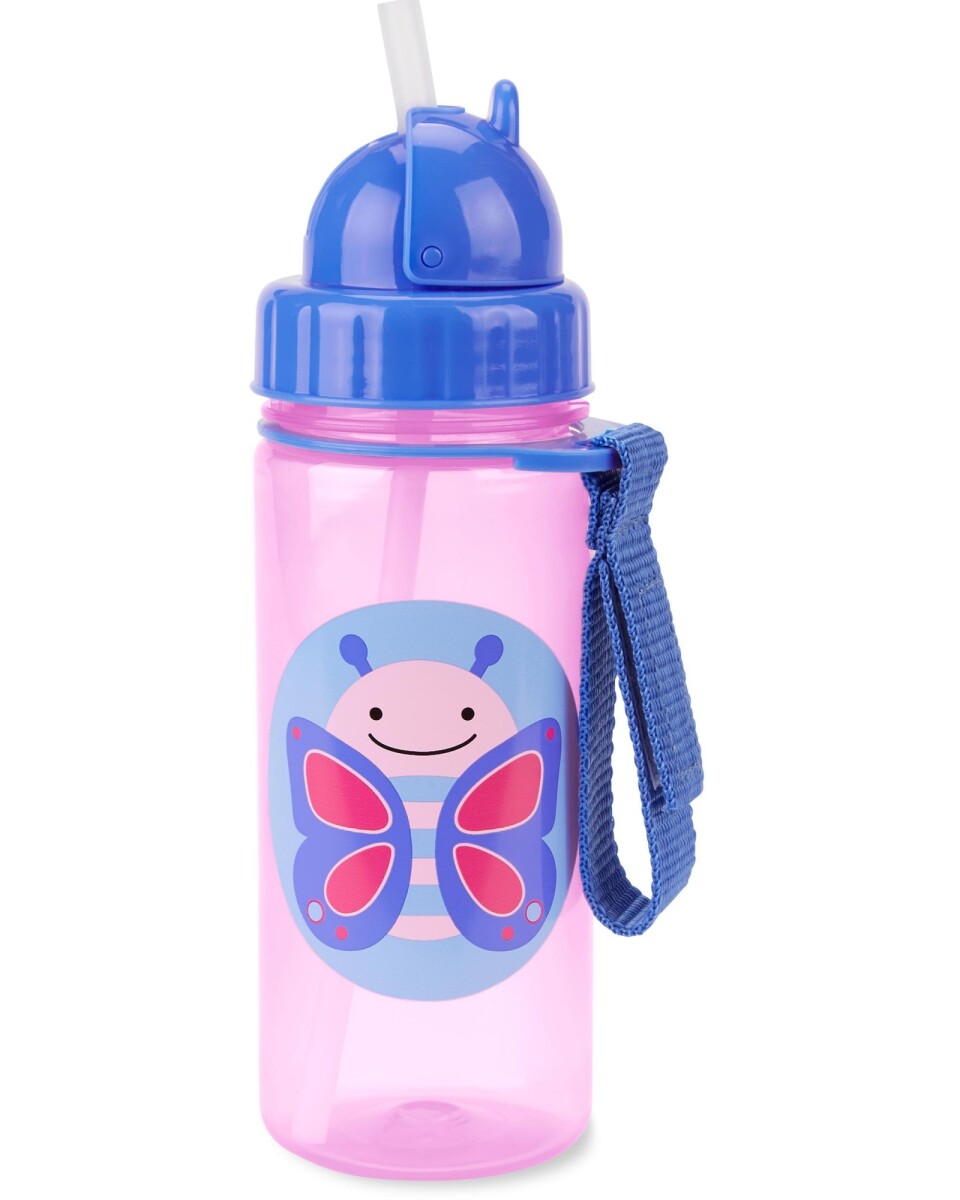 Botella con sorbito, diseño mariposa 