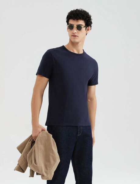 CAMISETAS BÁSICAS MANGA CORTA SLIM AZUL OSCURO