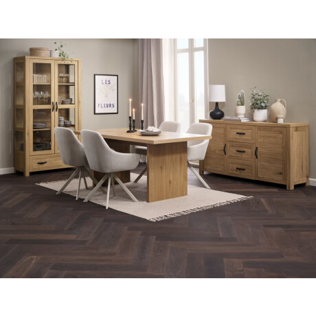 Silla de comedor ROSTRUP giratoria tela beige Arena