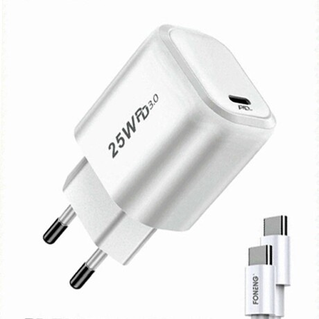 Cargador Foneng EU40 Iphone Lightning Usb-c PD25W BLANCO