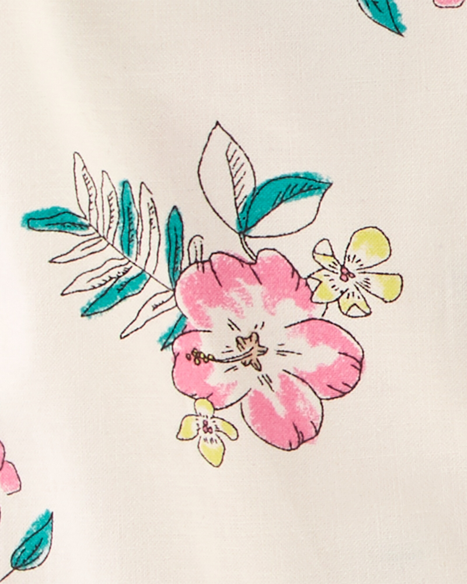 Set tres piezas short, camisa y body de algodón diseño floral Sin color
