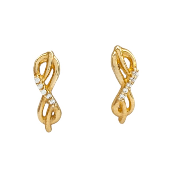 Caravanas Nudos Lazo - Oro bajo - Zirconia - CA8141 sinpiedra