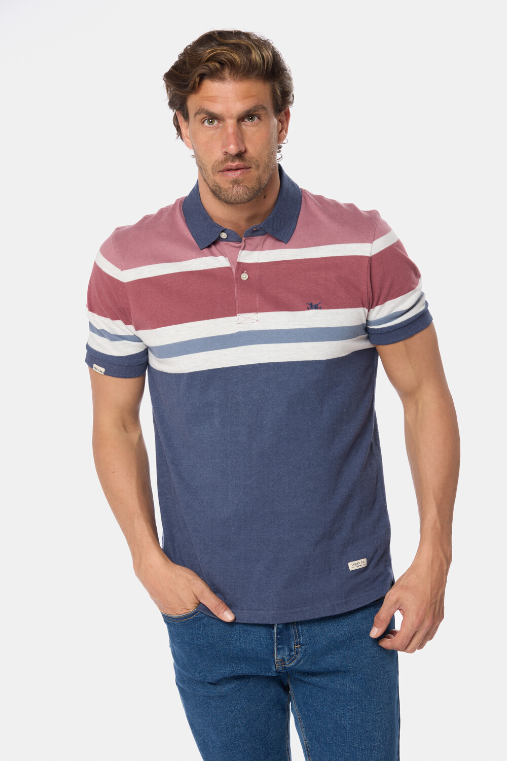 REMERA POLO RAYADA Bordo
