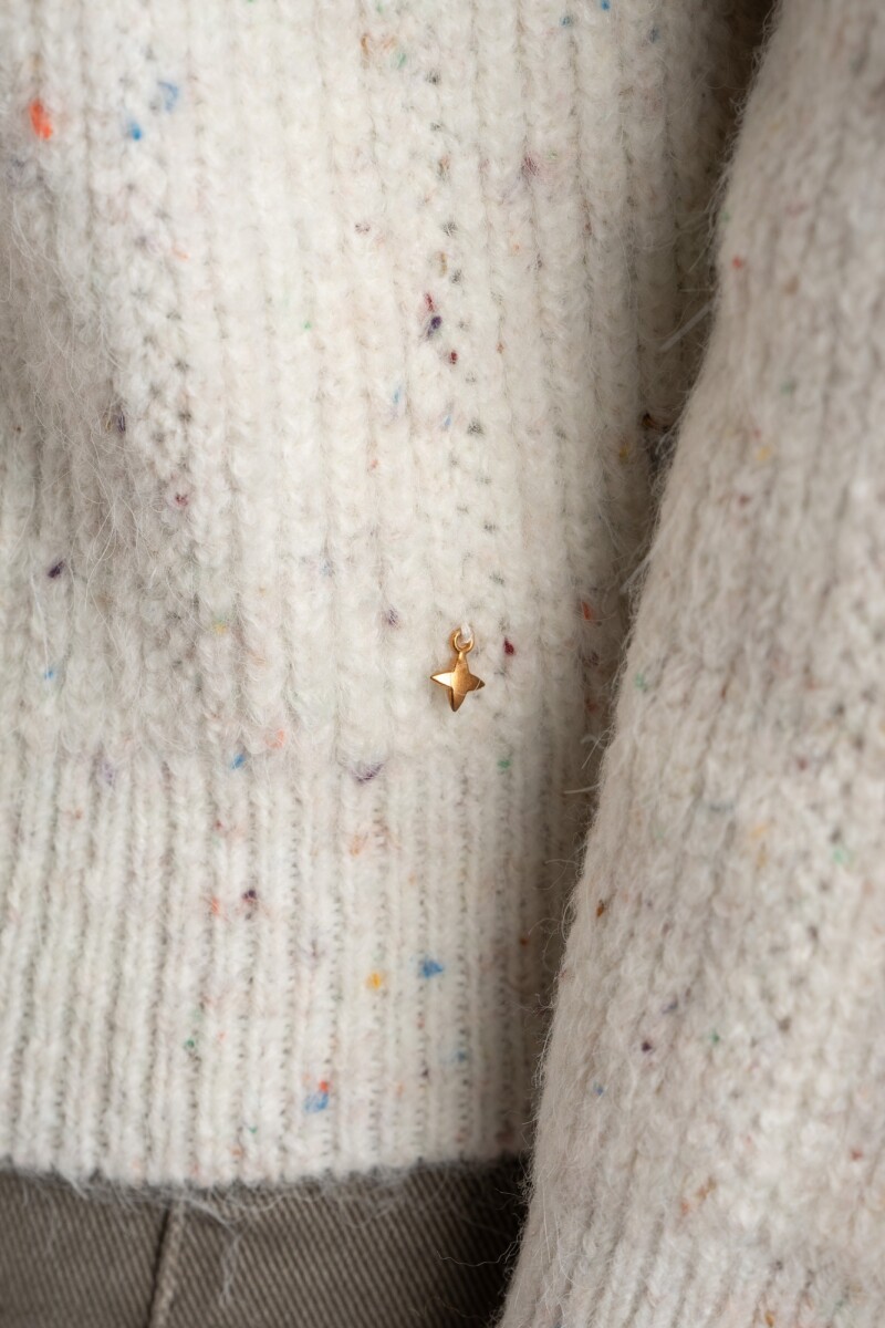 Sweater Texturado Cierre Beige Melange