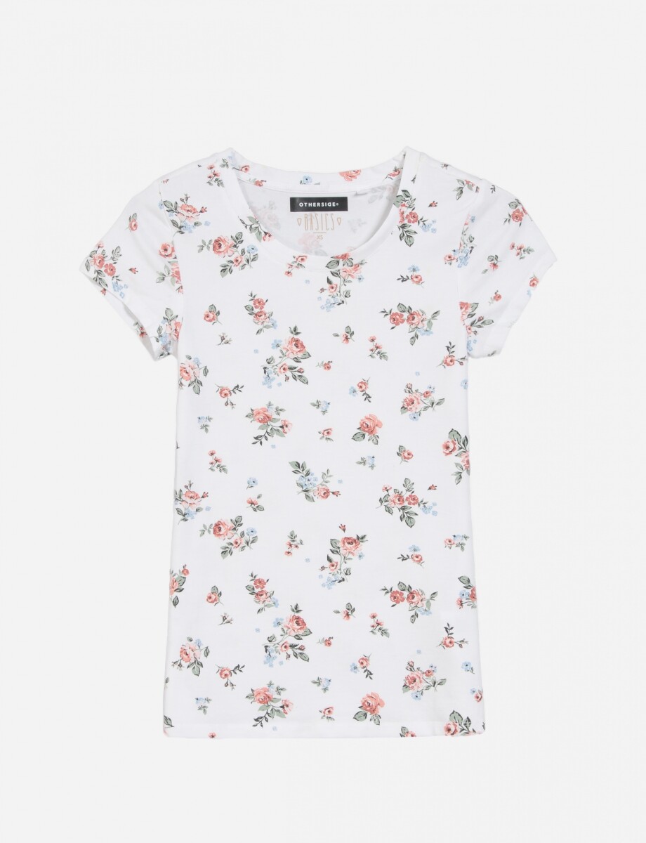 Remera con flores - Blanco 