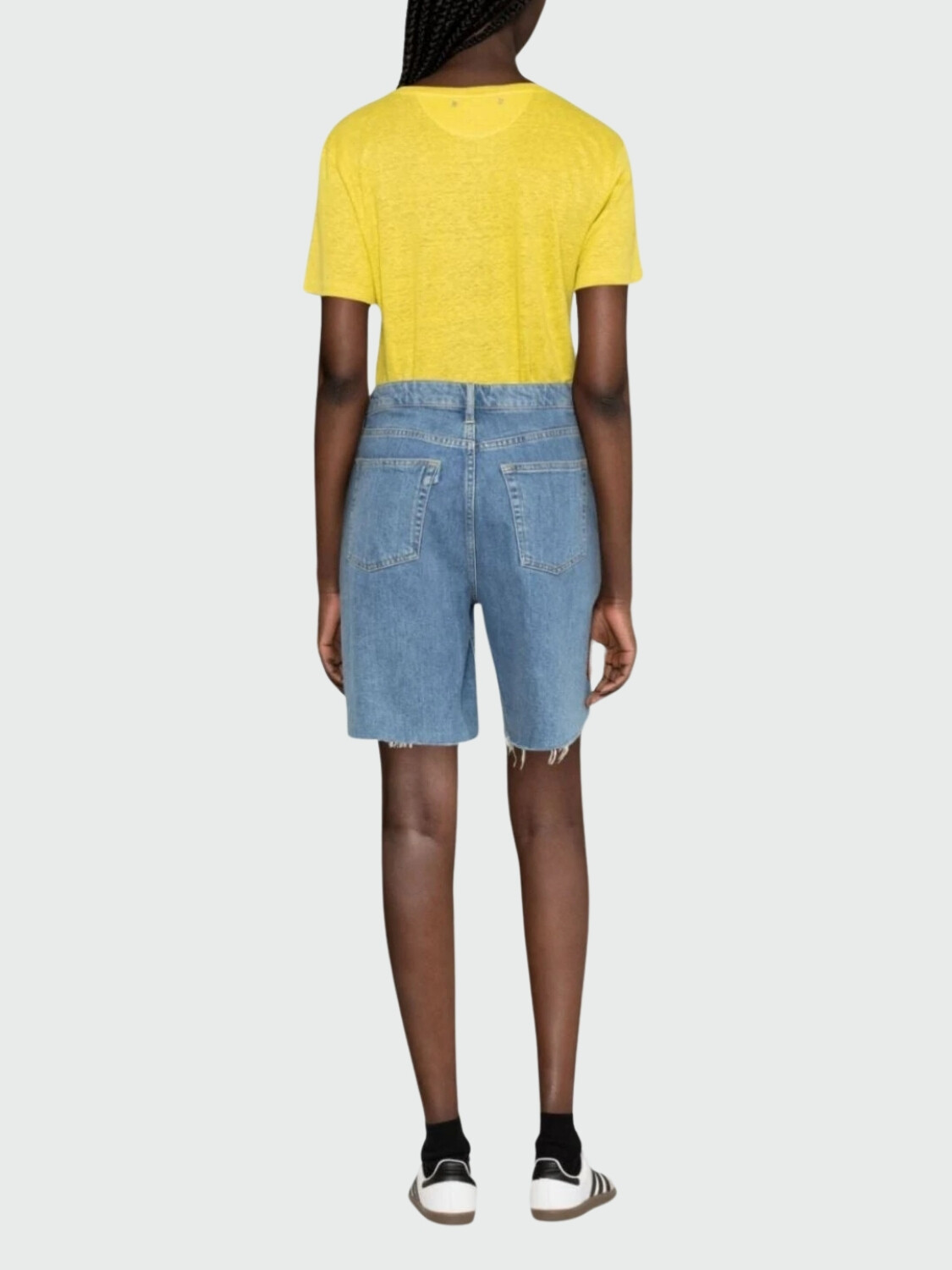 Golden Goose- Remera de Lino Estampado Amarillo
