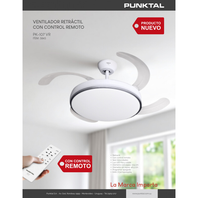 Ventilador de Techo Retractil PUNKTAL Ventilador de Techo Retractil PUNKTAL