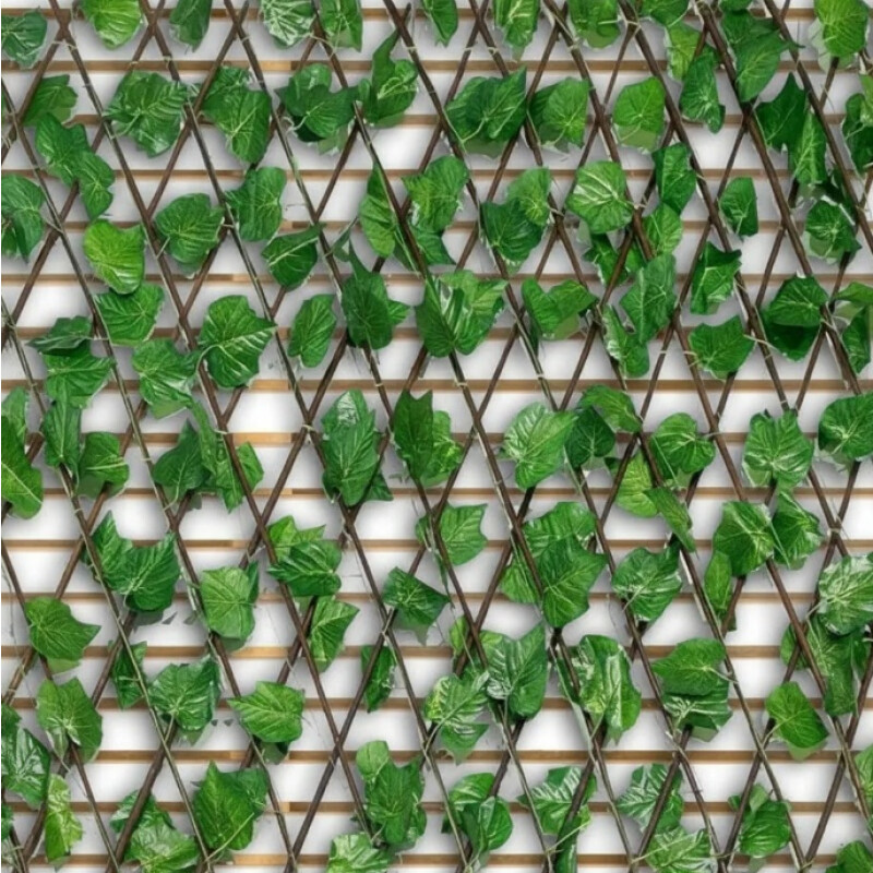 Cerco De Madera Con Hojas Artificiales Para Decoración Verde