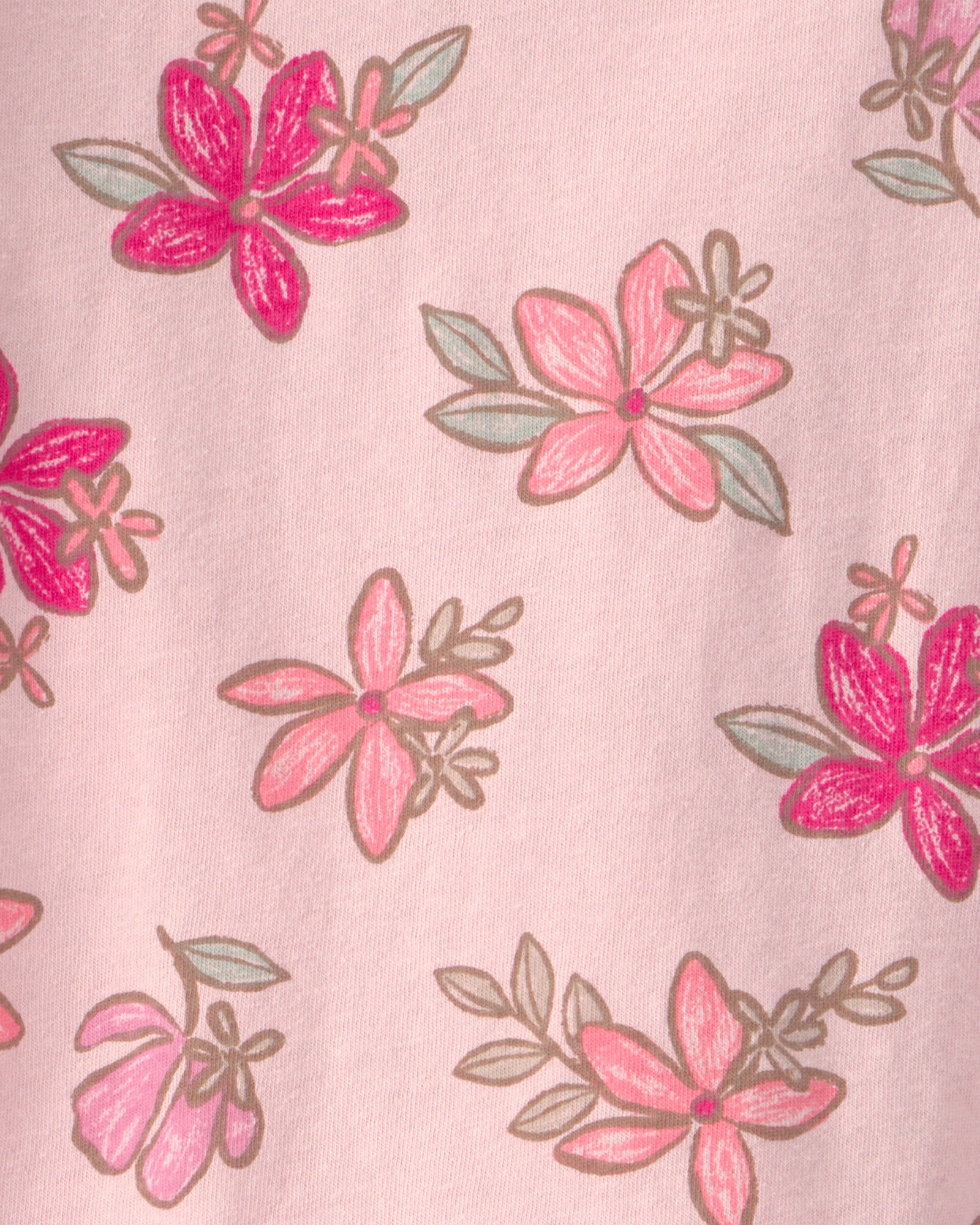 Remera de algodón, manga corta, rosada, diseño floral Sin color