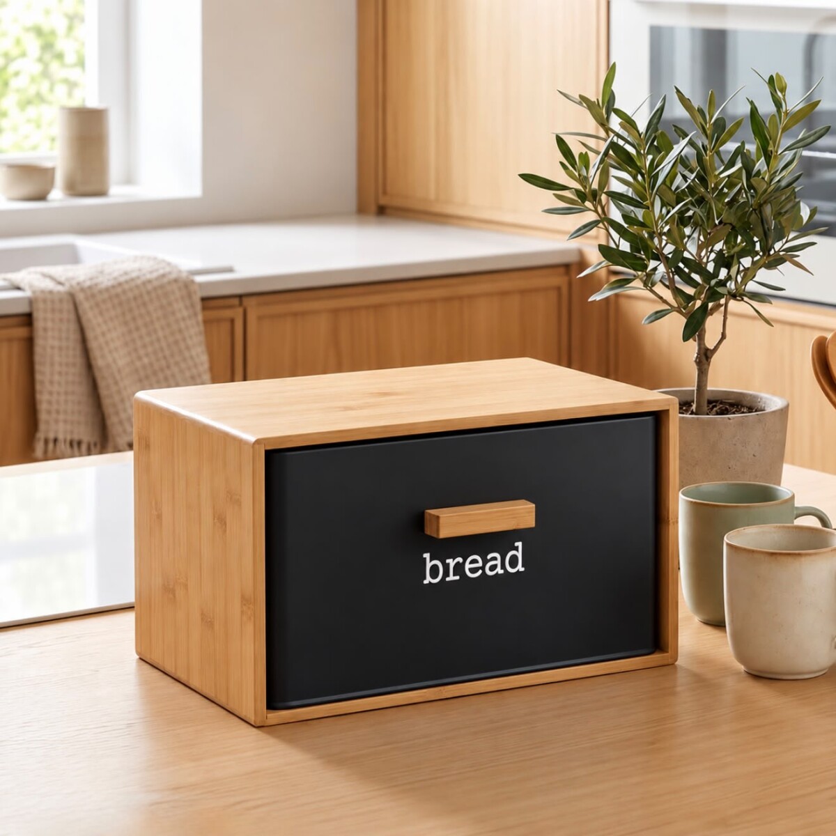 Panera estructura en Bamboo y caja Metálica - NEGRA 