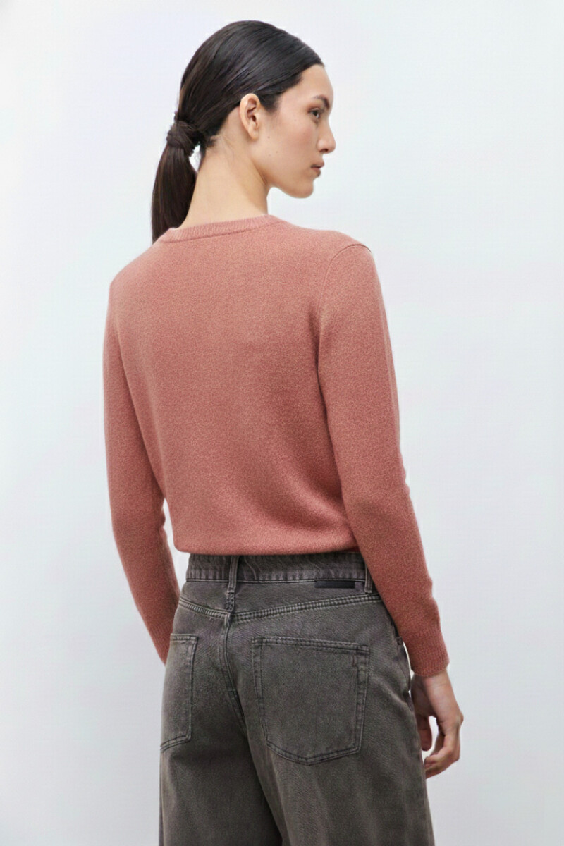 Sweater con bordado rojo melange