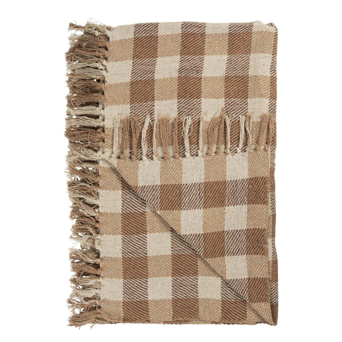 THROW ODENSE - 100-ALGODON BLANCO NATURAL CHECKS BLANCO BEIGE 