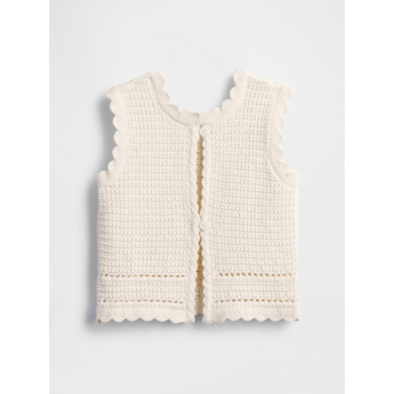 SL CROCHET BTN BACK TOP IVORY FROST