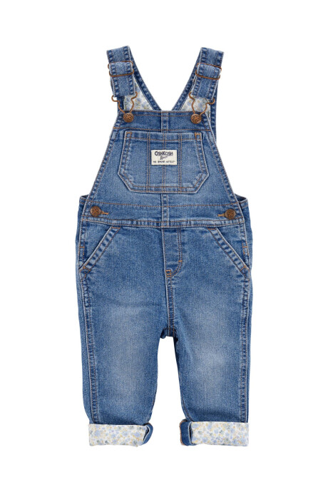 Enterito jean elastizado con forro floral. Talles 3-24M Sin color