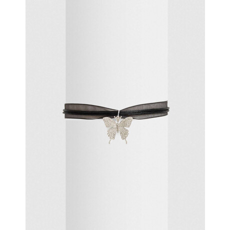 Choker Cinta Con Mariposa Plateado