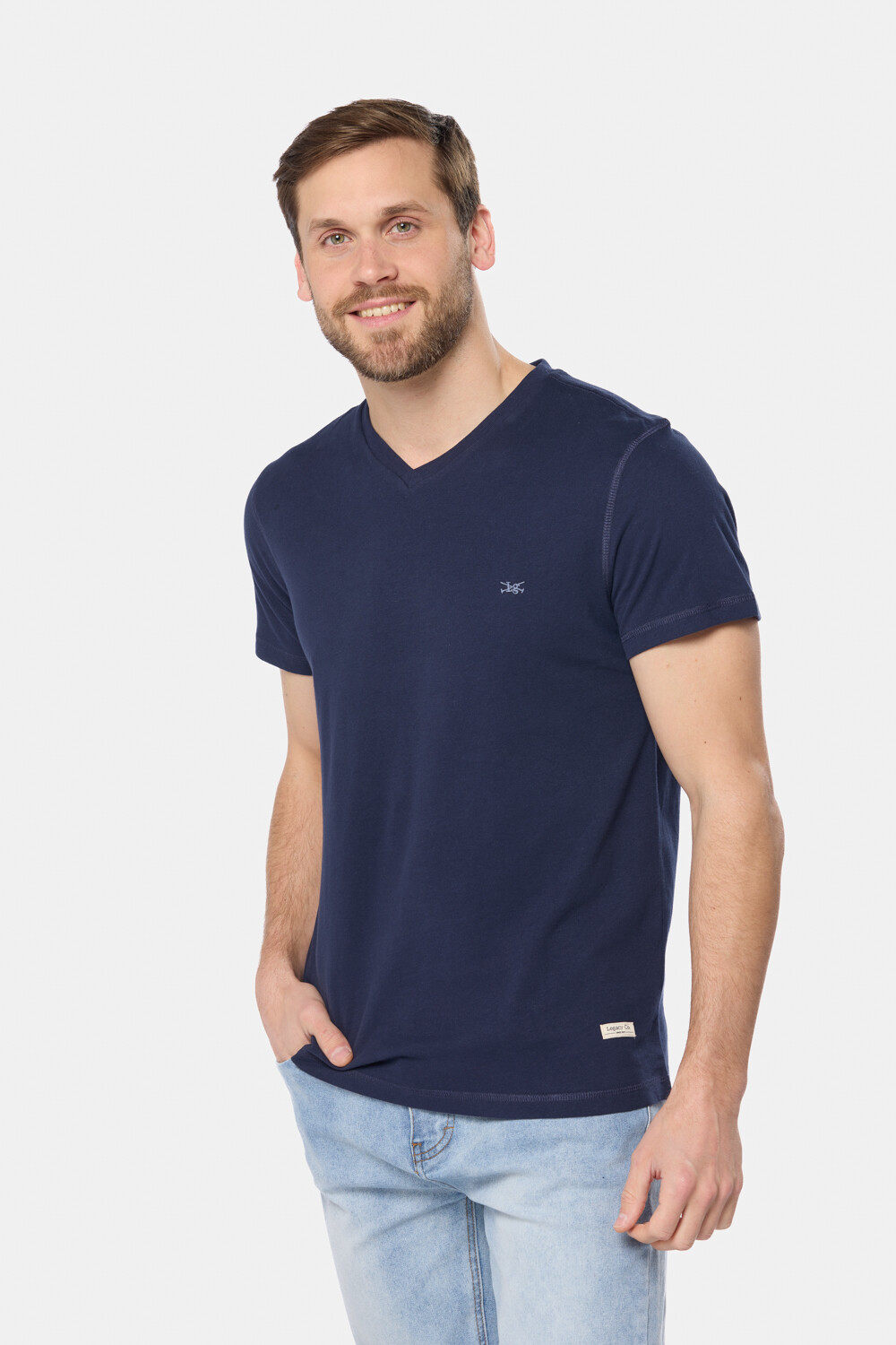 REMERA LISA ESCOTE V Azul
