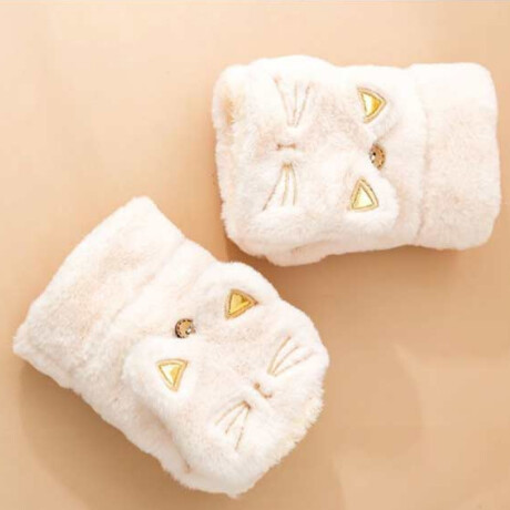 Mitones guantes peluche Gatito Blanco