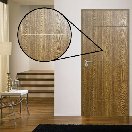 Puerta Desarmada Interior en MDF con Marco y Cerradura Lumax Marrón Claro Diseño Ankara Herraje Plateado