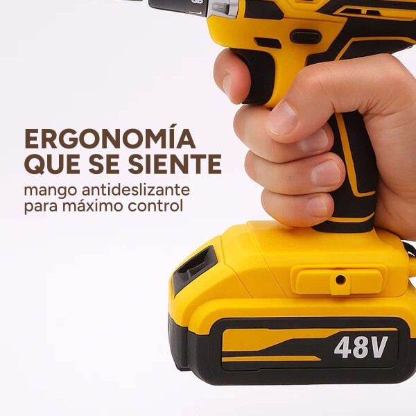 Taladro Percutor Atornillador Inalámbrico + 2 Baterías + Acc Color Amarillo Negro