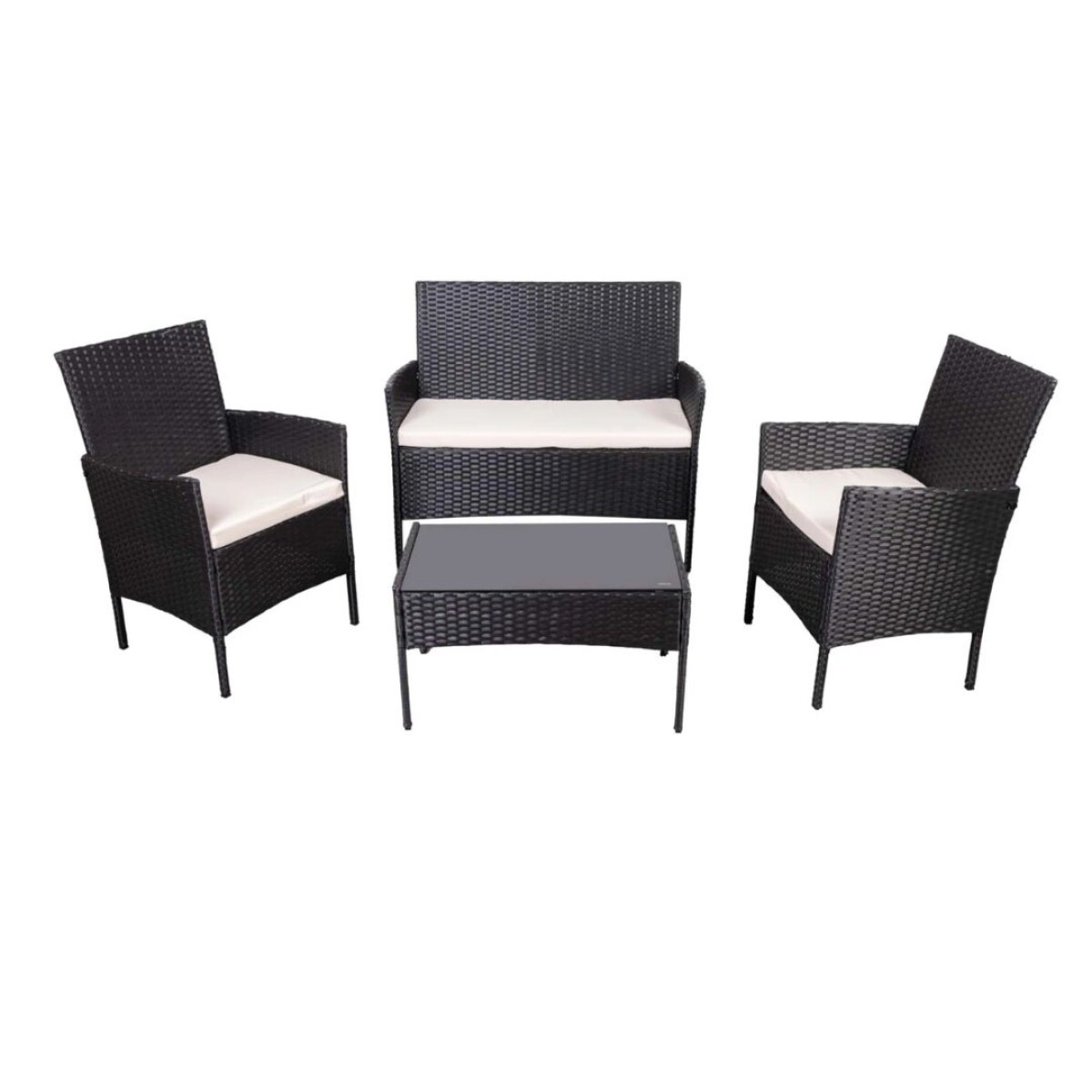 Living Exterior Rattan Sintético y Acero NEGRO APOLO 