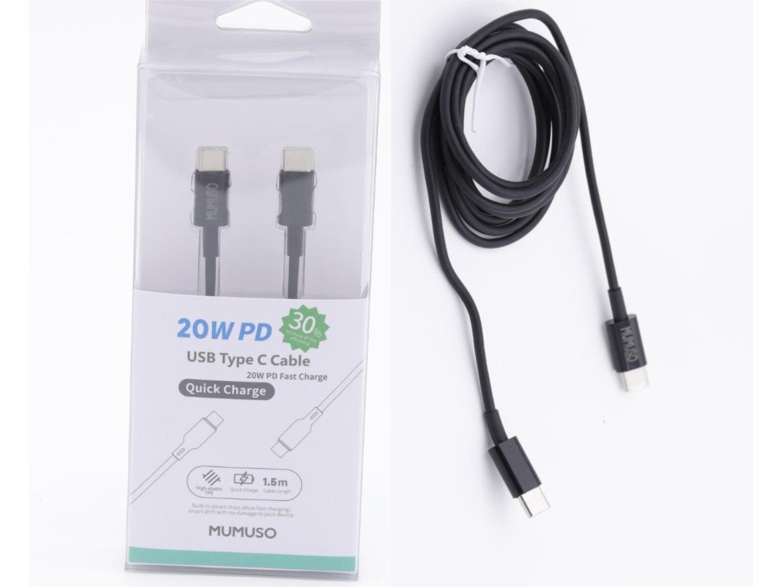 CABLE USB TIPO C (CARGA RÁPIDA PD 20W/NEGRO) 