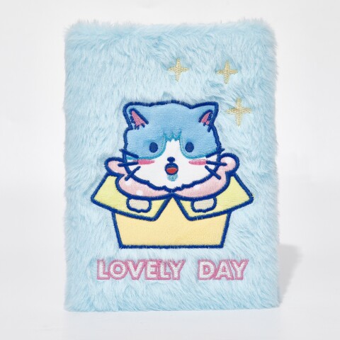 LINDO CUADERNO BORDADO CON GATO Y FUNDA DE FELPA LINDO CUADERNO BORDADO CON GATO Y FUNDA DE FELPA