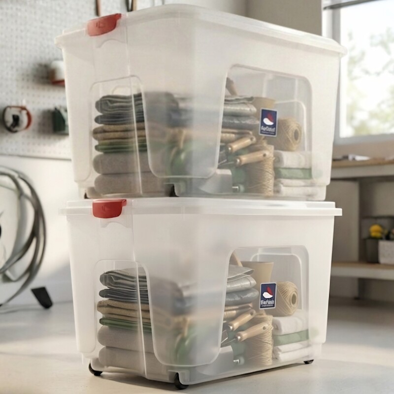 Set x2 Cajas organizadora 120lt TRANSPARENTE
