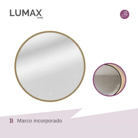 Espejo Lumax Doddy redondo con marco y luz 60cm Dorado