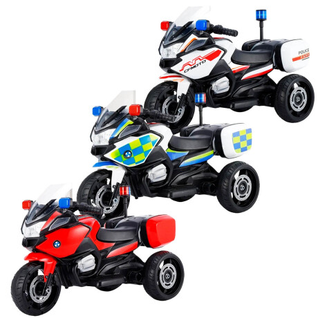 Moto Policía A Batería Con Reversa, Luces Sonido Blanco