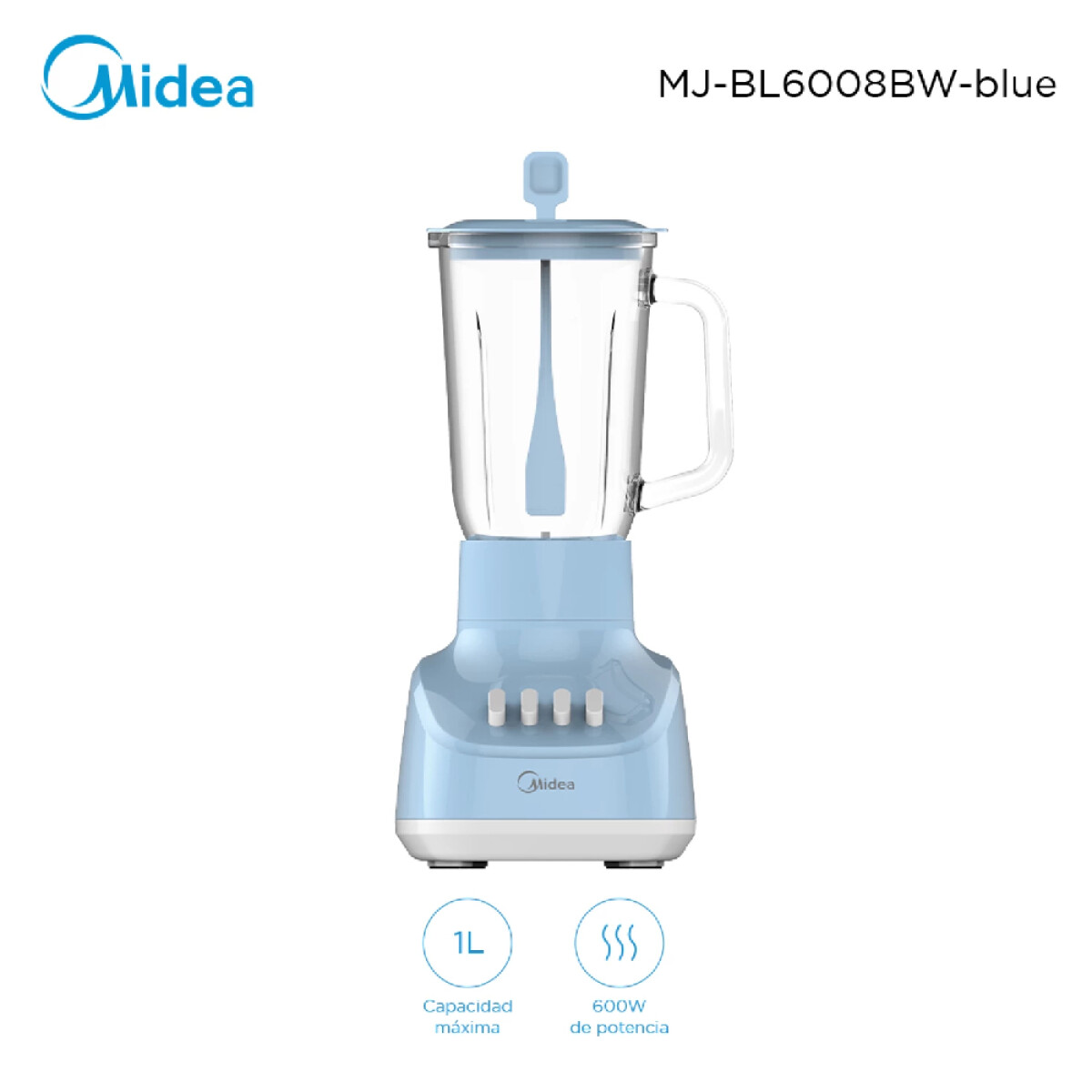 Licuadora Midea Azul 1L Jarra de vidrio MJ-BL6008BW 
