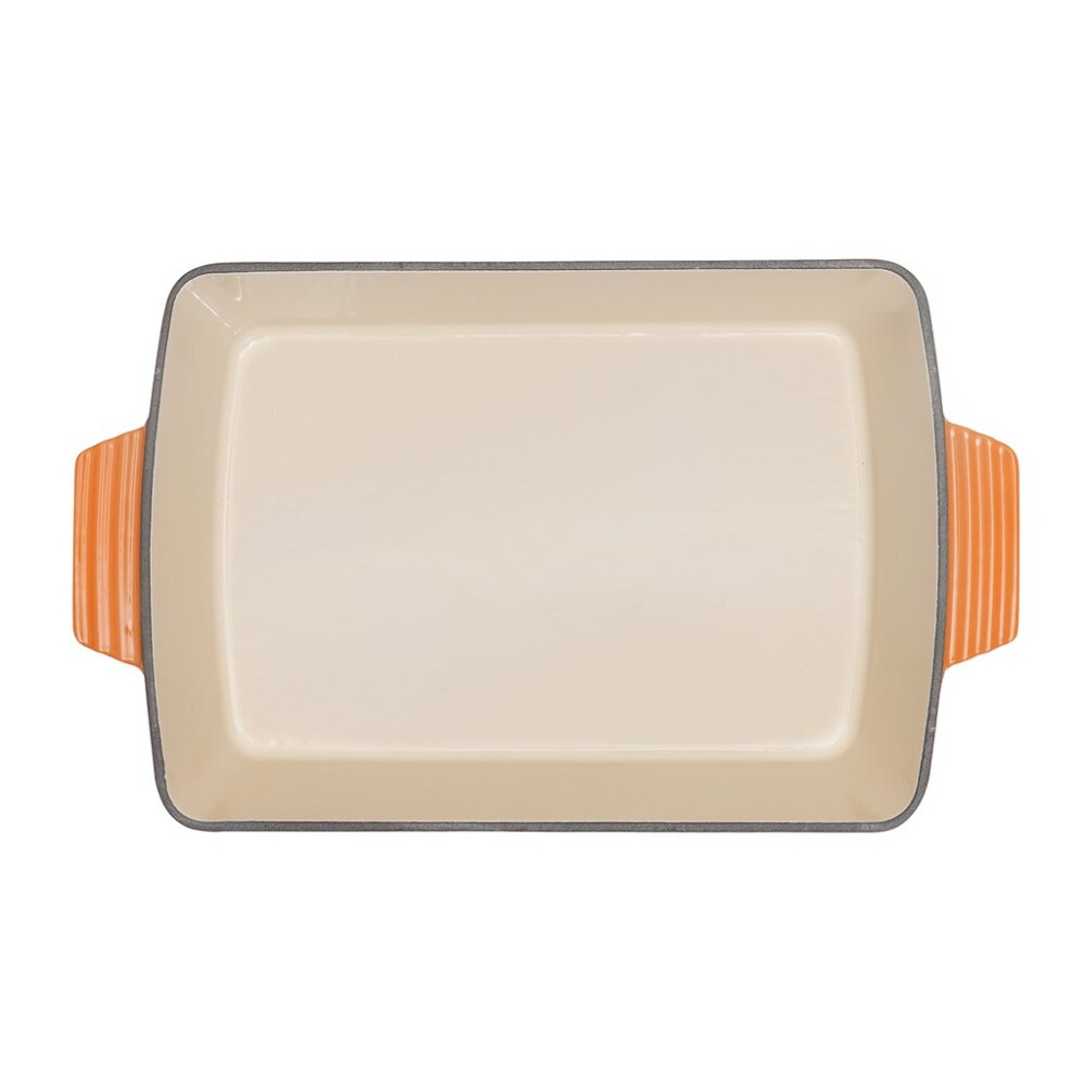 Fuente para Horno de Hierro Fundido Esmaltado 33x23x7 cm Naranja FUENTE 33X23X7CM HIERRO FUNDIDO ESMALT NARANJA
