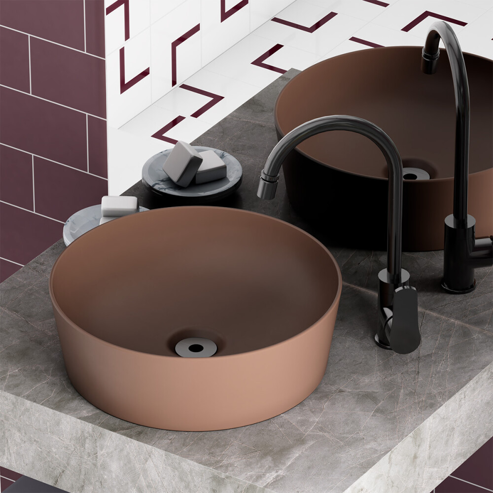 BACHA EN CERÁMICA MODELO MALTA MARRÓN Bacha En Cerámica Modelo Malta Marrón