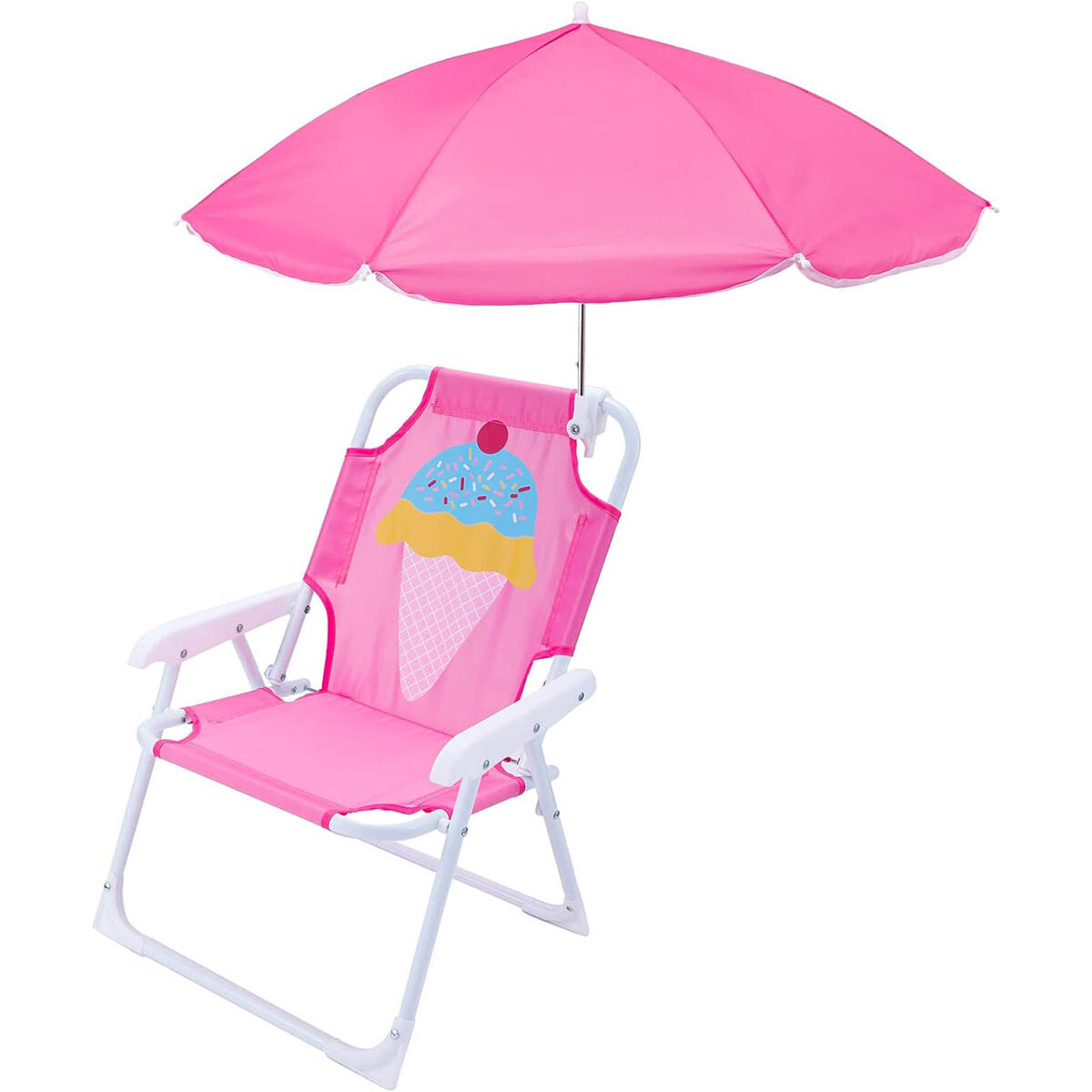 Silla Infantil Reposera Plegable Playa Con Sombrilla - Rosa 