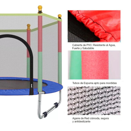 Cama Elástica Trampolín 1,40mt Con Red Protección Y Cobertor Azul Oscuro