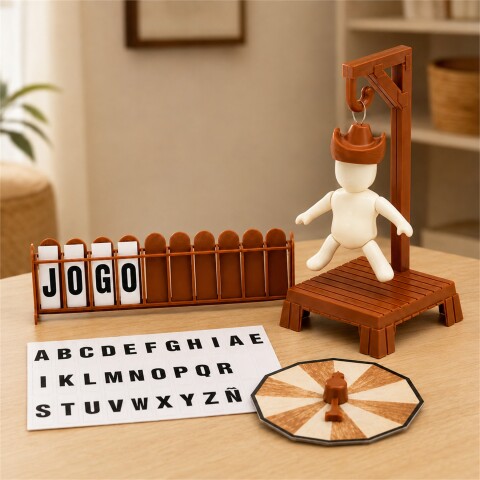 Juego de Mesa Ahorcado con Letras y Piezas de Encastre Marrón